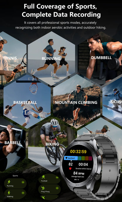 2026 new business men's smart watch 1000 mAh battery with compass altitude pressure IPX8 waterproof call sports health watch
