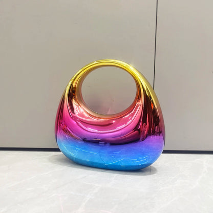 Golden Evening bag Purses and handbag luxury Designer shoulder bags moon bag Party Wedding Round Acrylic Shiny  Clutch purse