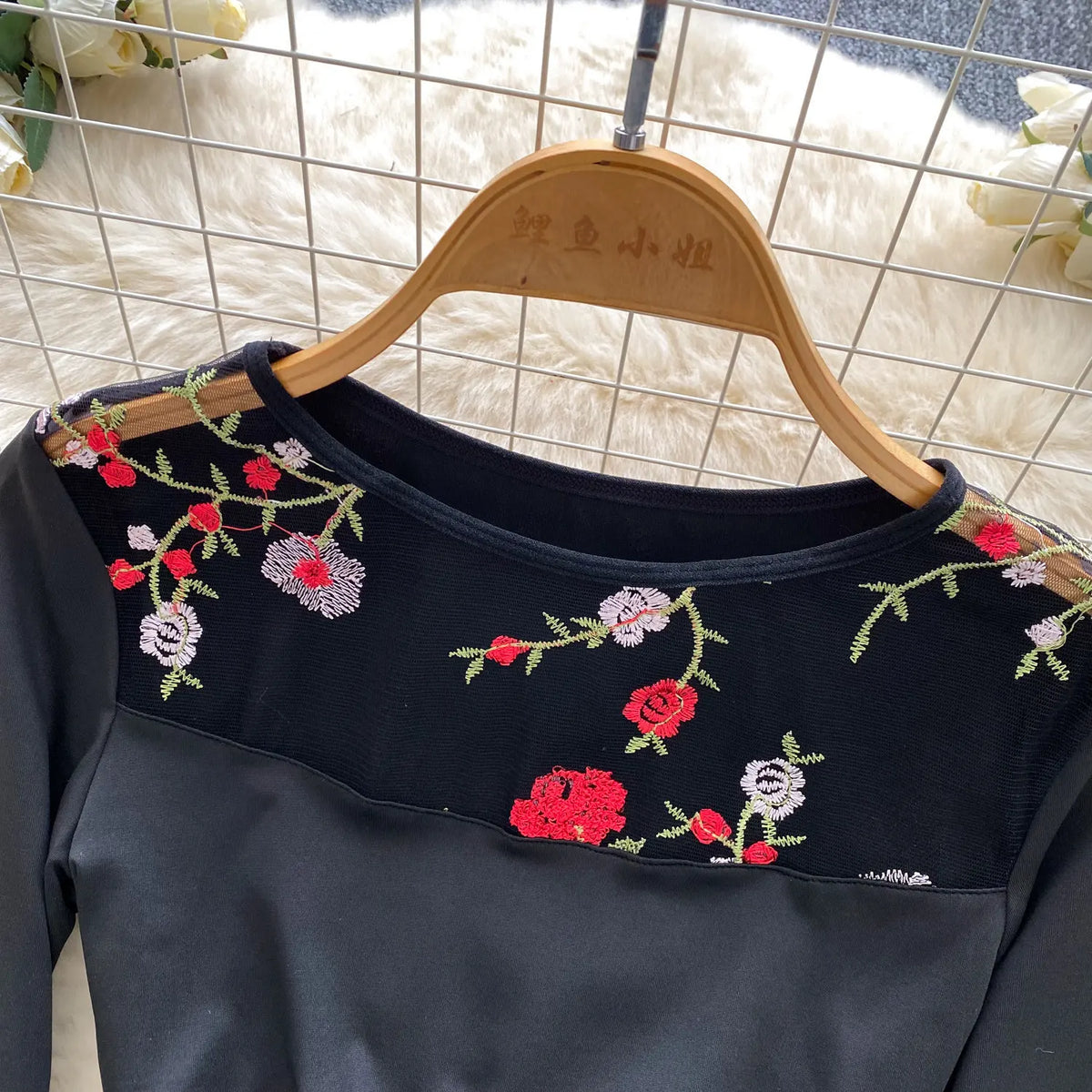 Sexy Mesh Floral Embroidery Bodysuit  Spliced  Long Sleeve One Piece Basic Hotsweet Women Gothic Slim  Streetwear Jumpsuit Ins
