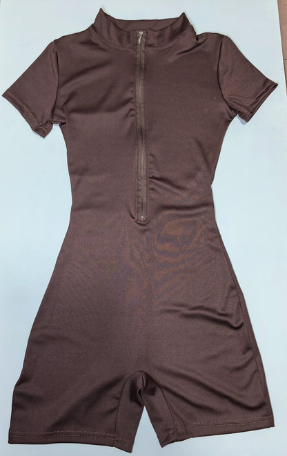 Womens Yoga Short Sleeve Jumpsuits Slim Fit Stretch One Piece Playsuits Romper Sexy Fitness Female Basic Zipper Sportwears