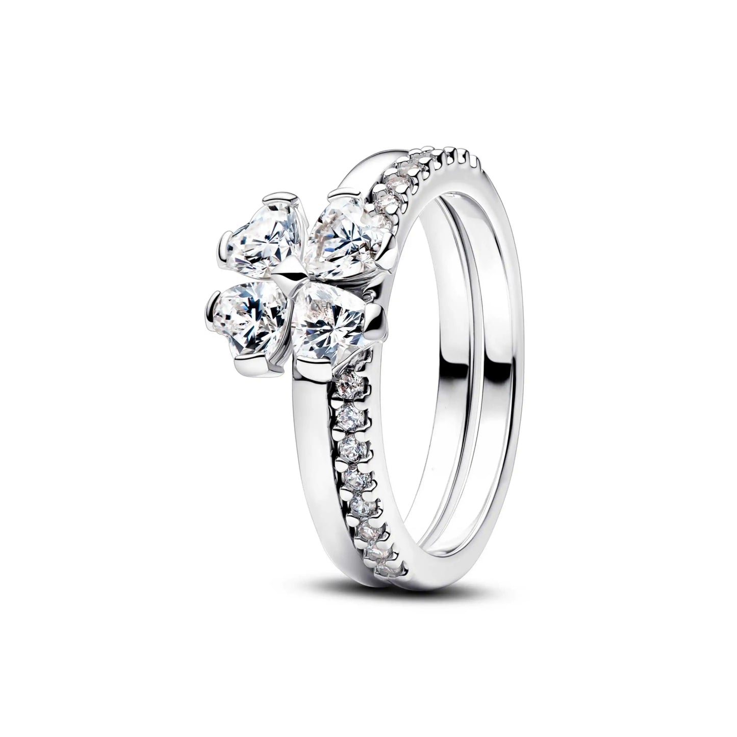Luxury Original 925 Sterling Silver Heart Bow Pearl Flower Four Leaf Clover Ring fit Women's Fine Jewelry Valentine's Day Gifts
