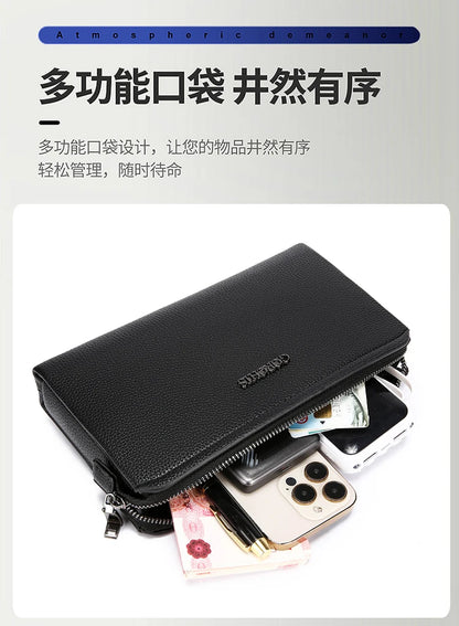 Leather Wallet FL-V1 Men Business Clutch Bag Smart Fingerprint Lock Security Anti Theft Handbag Black Safety Men Wallet сумка 가방