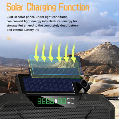Multi-purpose Emergency Radio Hand Crank USB Rechargeable On Batteries Solar Portable FM Radio Flashlight Reading Lamp SOS Alarm