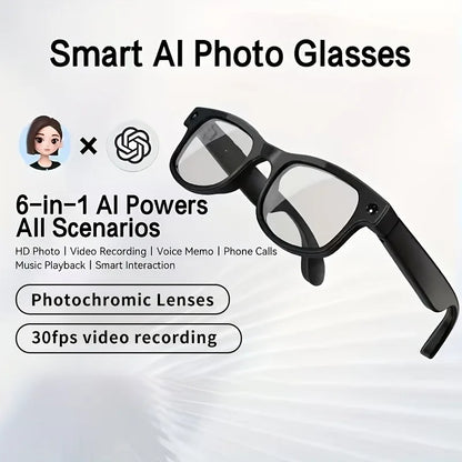 800W HD AI Smart Glasses with Camera, 1080P HD Video Recording, AI Assistant, Real-Time Translation, with Color-Changing Lenses