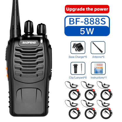 2/4/6pcs Baofeng BF-888S Wholesale Original 3-5km Long Range Walkie Talkie 16CH UHF 400-470MHz USB/EU/US Portable Two Way Radio