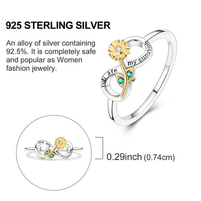 Original 925 Sterling Silver Ring Sun Star Moon Love Bowknot Sunflower Ring For Women Wedding Anniversary Ring Jewelry Gift
