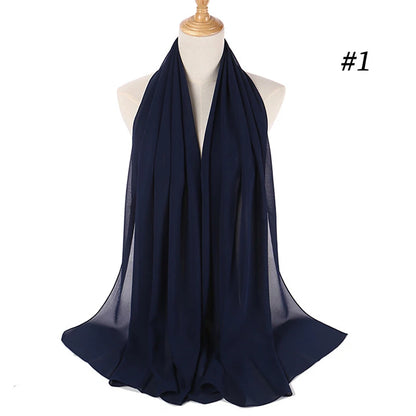 Muslim Chiffon Hijab Women Bubble Chiffon Scarf For Women Ladies Veil Muslim Islam Solid Color Malaysia Musulman Wrap Scarves
