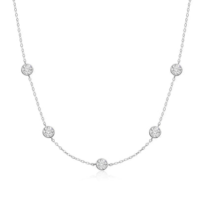 GRA Certified 5mm Moissanite Necklace for Women 925 Sterling Silver Clavicle Chain Round Bezel Set Diamond Choker Party Jewelry