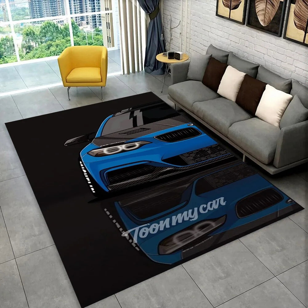 3D E36 Racing Car Motorcycle Rug Carpet for Living Room Bedroom Decor,kids Play Non-slip Decoration for Sofa Doormat Gift