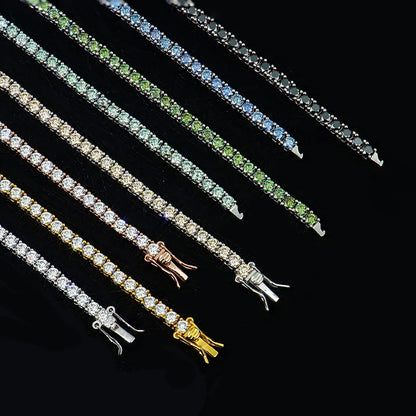 TY 925 Sterling Silver Moissanite Tennis Necklace & Bracelet For Women Men D-Color Moissanite Necklace Hip-Hop Tennis Chain