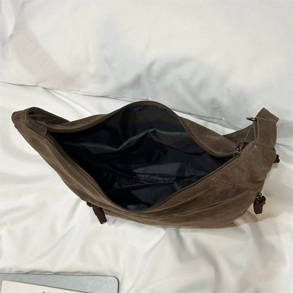 Retro Crossbody Messenger Bags For Women Faux Suede Pure Color Big Capacity Shoulder Hobo Bag 2025 Winter Latest Ladies Handbags