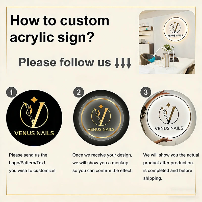 Custom Acrylic Sign Personalise Signboard Business Neon Logo LED Backlight Name Sign Decor for Office Door Sign Wall Decor Signs