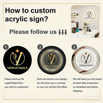Custom Acrylic Sign Personalise Signboard Business Neon Logo LED Backlight Name Sign Decor for Office Door Sign Wall Decor Signs