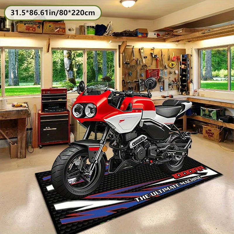 VIKAMA Motorcycle Display Mat Non-Slip Garage Parking Mat Corridor Bedroom Carpet Motorcycle Enthusiast Home Decor