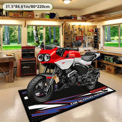 VIKAMA Motorcycle Display Mat Non-Slip Garage Parking Mat Corridor Bedroom Carpet Motorcycle Enthusiast Home Decor