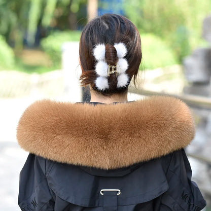 100% Real Fox Fur Collar Winter removable fur Hood Trims Warm Furry Decor Shawls for Coat Parkas Luxury Female fur Scarf