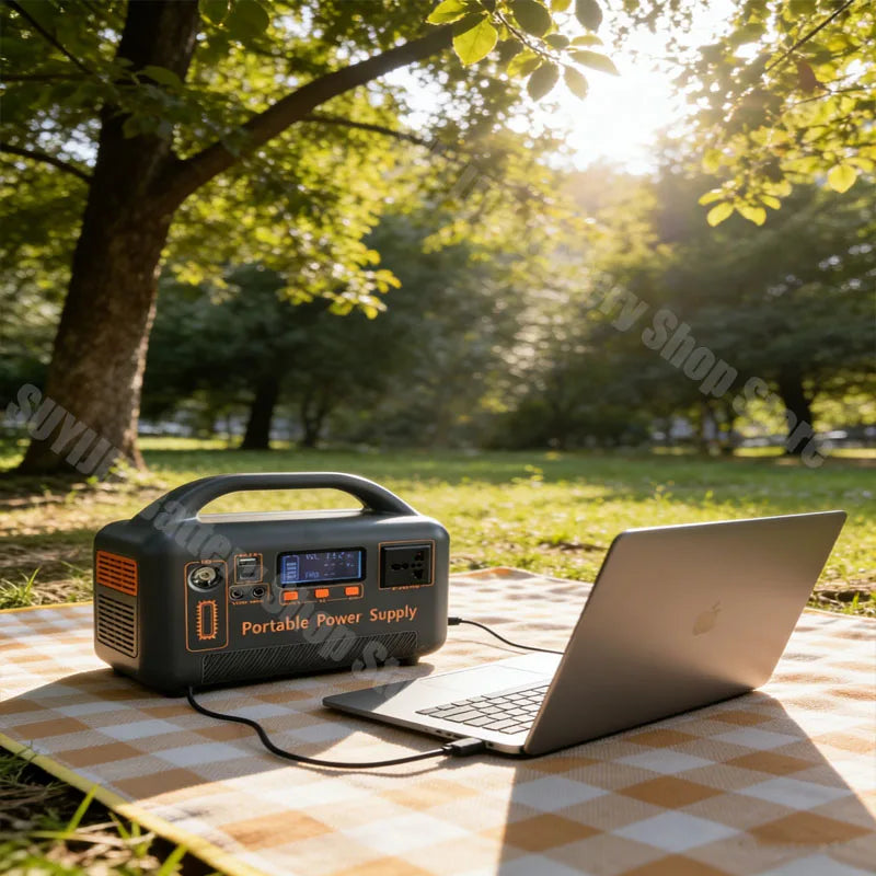 Portable Power Plant Solar Generator with Solar Panels, LiFePO4 400 W 192 Wh Power Pack, Equipped with Camping Solar+5A Charger