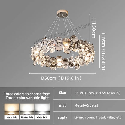 Modern Crystal Chandelier Luxury Villa Living Room Bedroom Dining Room Kitchen Modern LED Ceiling Hanging Lamp