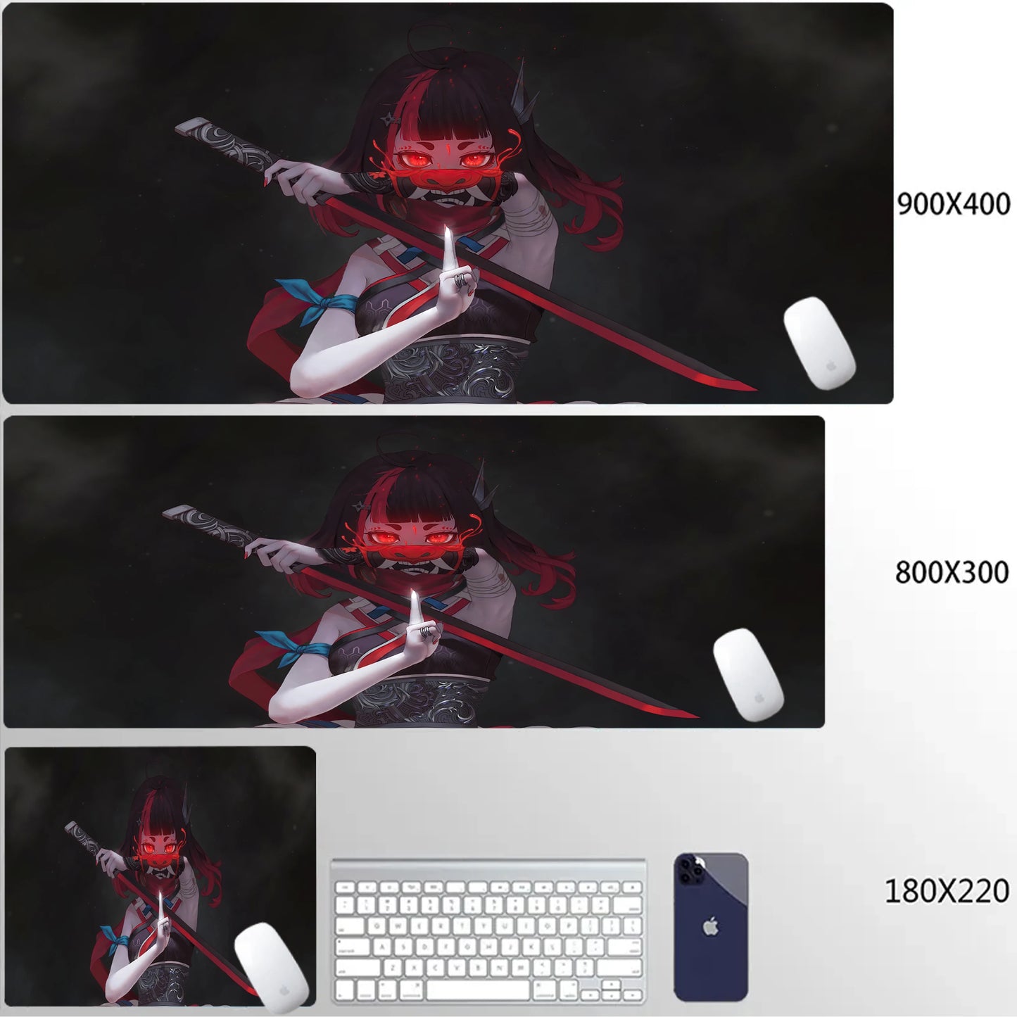 Japanese Girls Samurai Mouse Mat XL Aesthetics Mouse Pad Gaming Laptop Table Mat Office accessories Pc Cabinet Non-slip Carpet