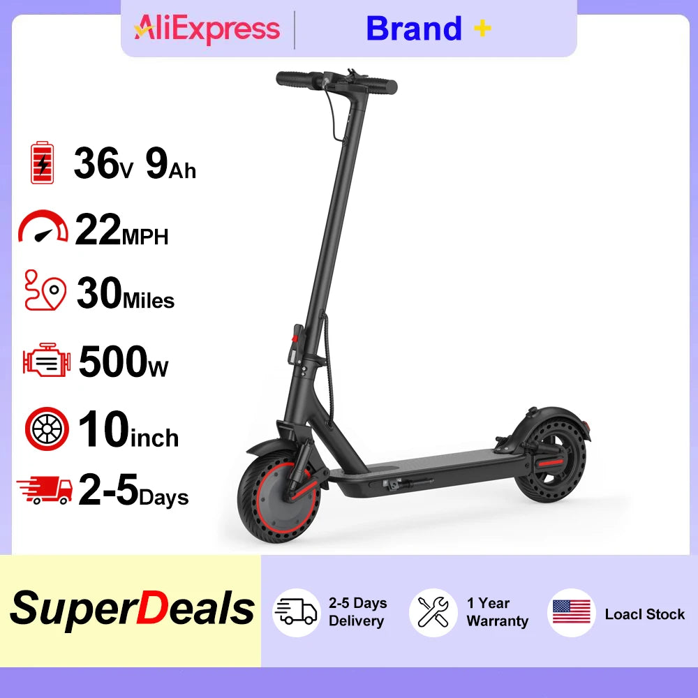 10'' Honeycomb Solid Tire Electric Scooter,500W Powerful Motor,22 MPH Max Speed, 30Miles Range,Foldable E-scooter with Premium Shock Absorption & Dual Braking System, Smart APP Control