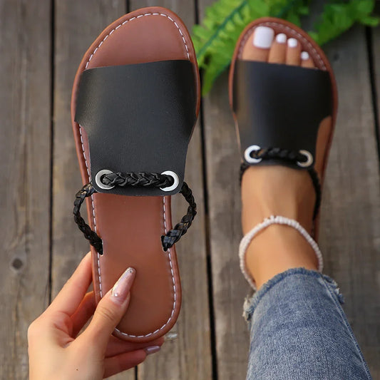 Women Flat Casual Slippers Summer 2024 New Woman Fashion Dress Sandals Beach Bohemian Shoes Femme Home Slides