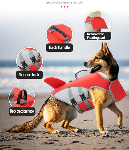 New Pet Swimming Life Jacket Shark Fin Shape Safety Vest for Dog in Summer Adjustable in Pool or Surfing Drifting Dog Life Vest