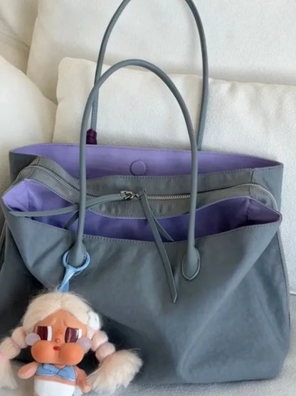 Nylon Women's Commuter Tote Bag Minimalist Large-capacity Tote Bag Ladies Multi-layer Waterproof Computer Shoulder Nylon Handbag