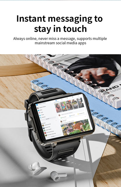 LOKMAT APPLLP 5 MAX  Android Watch Phone Square Big Screen Wifi 4G Calls Smartwatches Dual Camera with Flashlight Gaming Watch