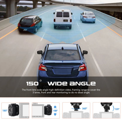 Degreat 2.4-inch 1080P Car DVR Camera Triple Record HD Car Recorder With 480P Car Left, Car Right + Motion Detection