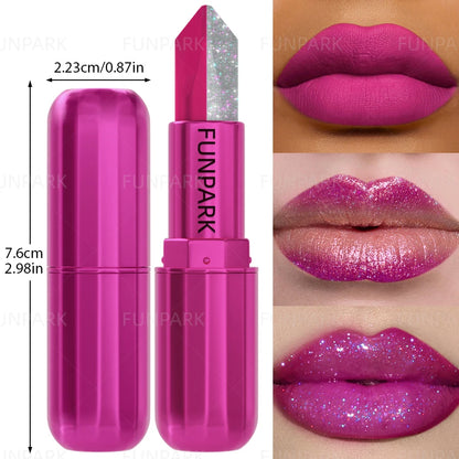 1PC Sexy Glitter Two-tone Lipstick Matte Lipsticks Cosmetics Easy to Use Lip Tint Makeup Lip Rose Red High Pigment Lip Glaze