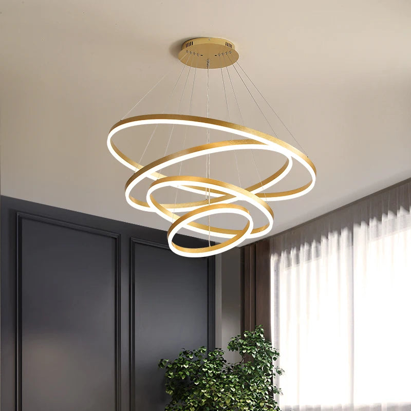 Mordern Minimalist Hign-end LED Pendant Lights Designer Circle Chandelier Home Rooms Decoration for Hall Living Lamping Fixtures
