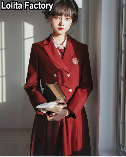 Japanese Women JK Green Blazer Suit skirt coat Harajuku High School Uniform for Students Girl Outwear College Style blazers Suit