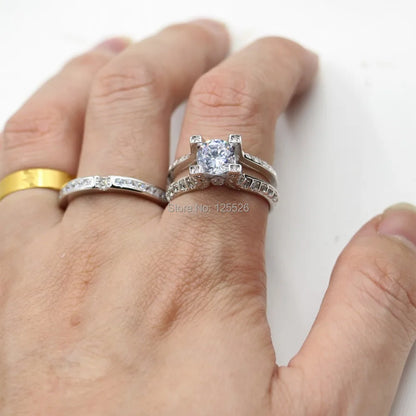 14K White Gold Vintage Lovers Grown Pink Diamond Ring Set Engagement Wedding Rings for Women Men Jewelry