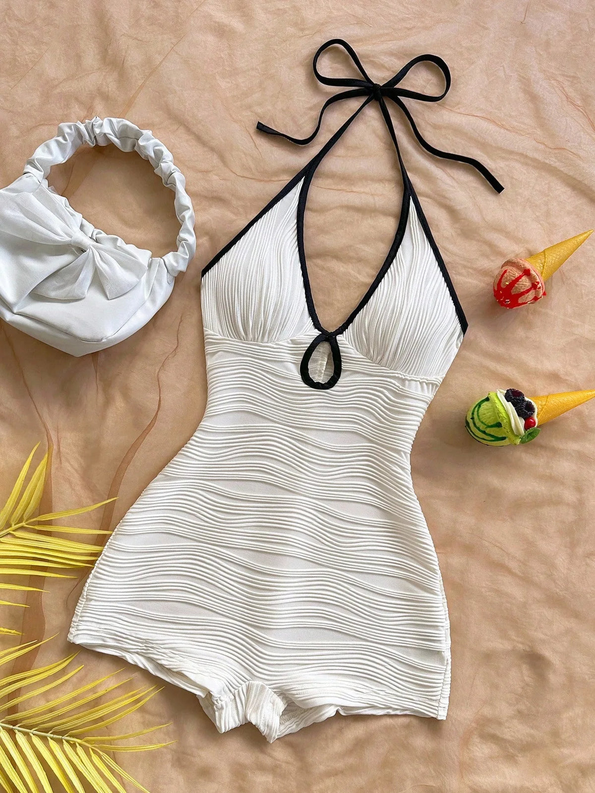 Summer Backless Sleeveless Halter Mini Playsuits Women 2026 V Neck Romper Streetwear Black White Female Shorts Jumpsuits
