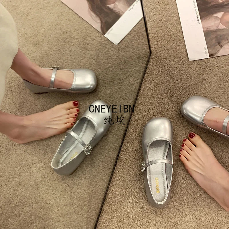 New Spring Autumn Women Ballet Flats Comfort Round Toe Soft Sole Leather Shoes Ladies Daily Wear Dress Mary Jane Shoes