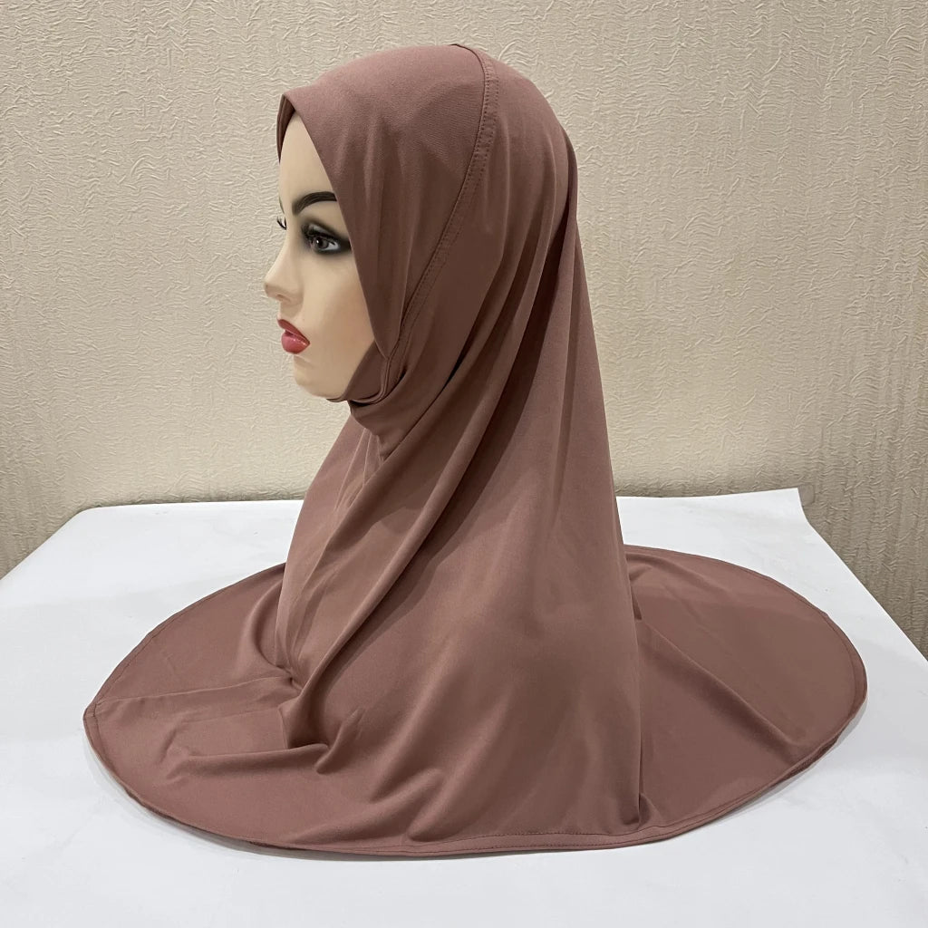 H302 Teenage girls Plain muslim hijab with chin part top quality amira pull on islamic scarf hot sell headscarf ramadan pray hat