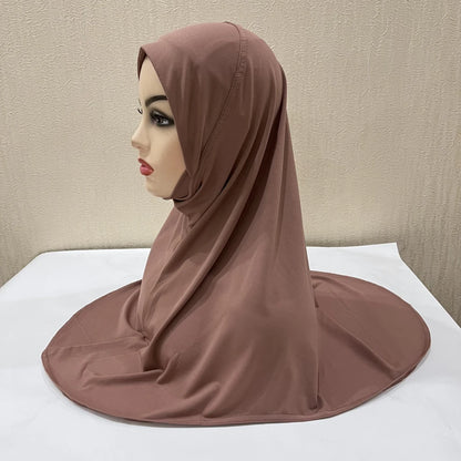 H302 Teenage girls Plain muslim hijab with chin part top quality amira pull on islamic scarf hot sell headscarf ramadan pray hat