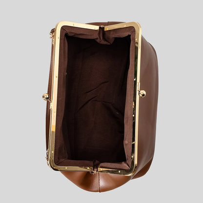 Fashion Large Kisslock Clutch Bag for Women Designer Clip Shell Women Shoulder Bags Luxury Soft Pu Leather Pink Color Handbags