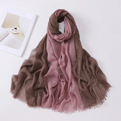 180*90cm Gradient Cotton Linen Women Muslim Hijab Scarf Woman Islamic Arab Shawl Wrap Head Scarves Ready To Wear Headscarf