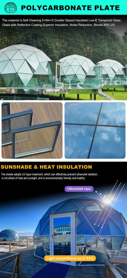 Customizable 4-season outdoor camping transparent bubble house star view geography dome glass tent hotel spherical glass room