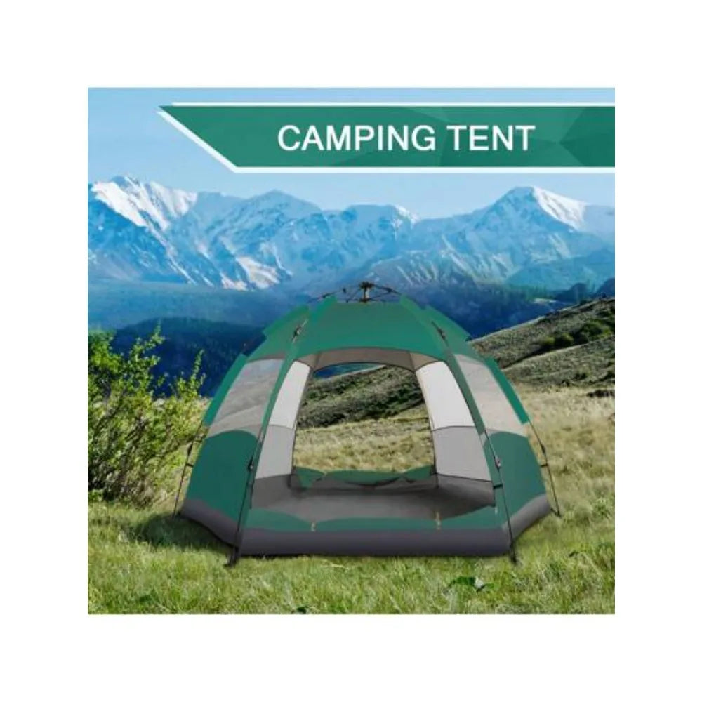 Automatic Pop Up Camping Tent for 3 4 Person Waterproof UV Protection Instant Setup Includes Hammock Picnic Mat Inflatable Pillow Breathable Portable Family Shelter for Beach Fishing Hiking Travel Outdoor