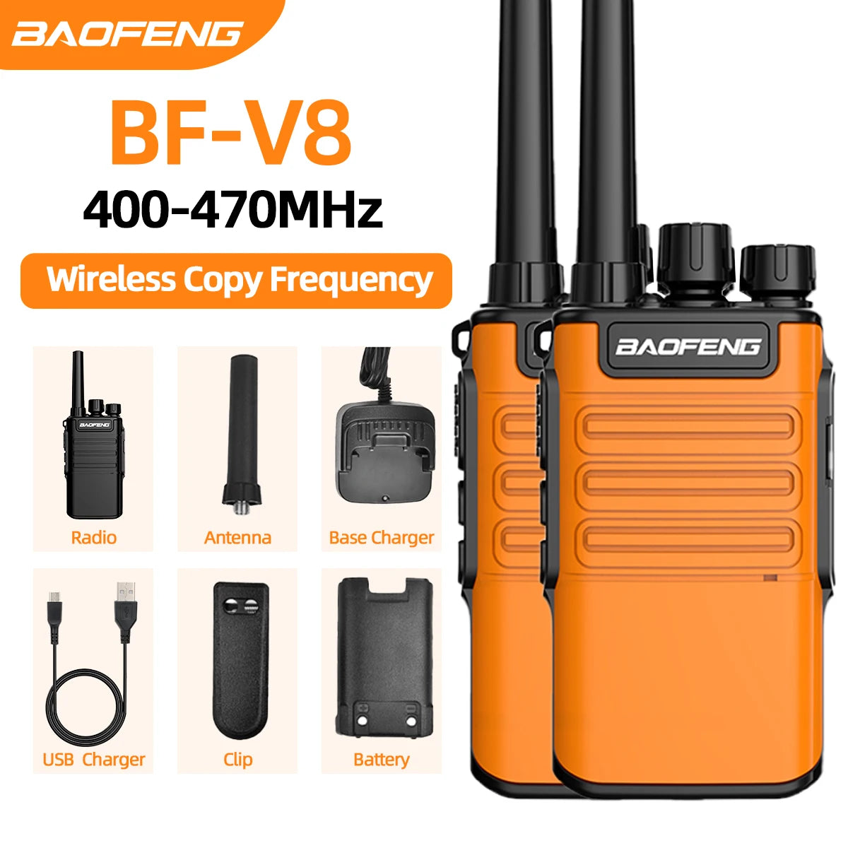 Baofeng Mini Walkie Talkie Handheld BF-V8 BFV8 Gray Green Orange Intercom UHF HF Transceiver Walkie Talkie 10 KM