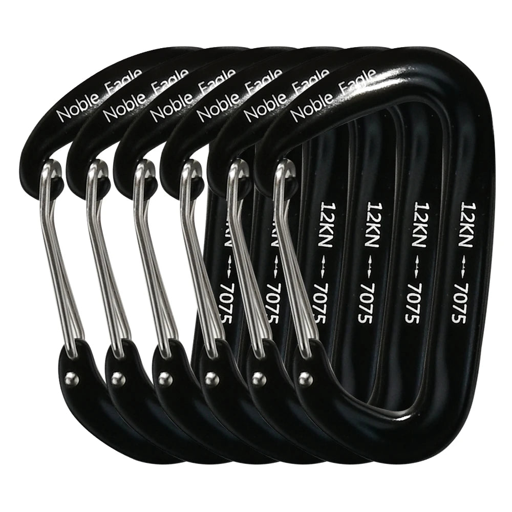 6Pcs 12kn Carabiner Set D Ring Heavy Duty Aluminum Tactical Carabiners Clips Camping Hiking Climbing Hook Hammock Outdoor Gear