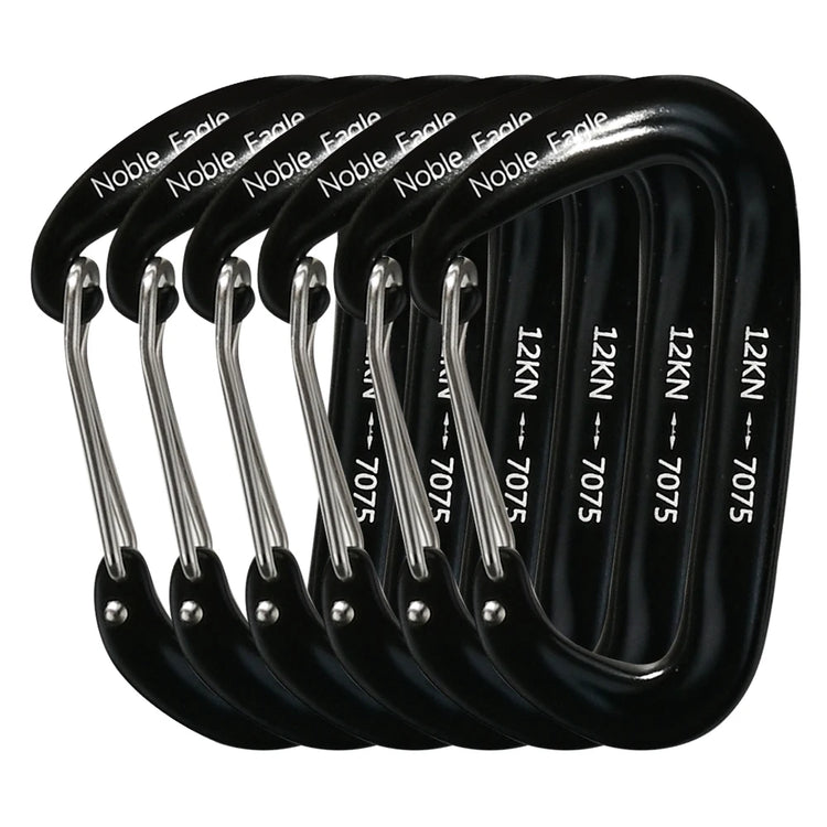 6Pcs 12kn Carabiner Set D Ring Heavy Duty Aluminum Tactical Carabiners Clips Camping Hiking Climbing Hook Hammock Outdoor Gear