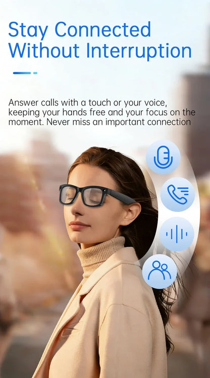 Smart Glasses AI Translation 8MP HD Camera 4K Shooting Image Bluetooth Call Recording Music Smart Sunglasses