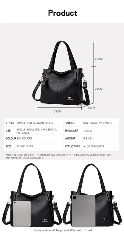 High Quality Soft Leather Shoulder Crossbody Bags For Women Large Capacity Luxury Bag Brand Designer Casual Handbag Sac A Main