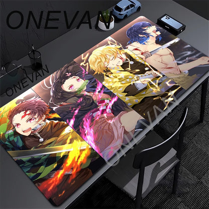 Large Mouse Pad Demon Slayer Nezuko Cute Anime Mousepads Kawaii Table Mats Office Accessories Deskmat Rubbe Lockedge Mouse Mat