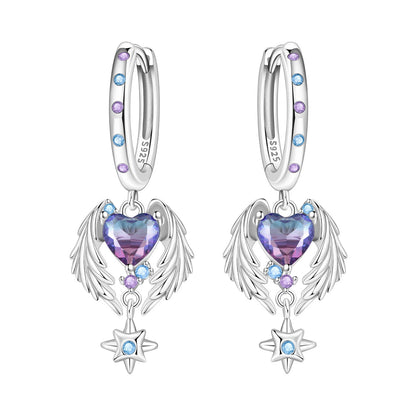 925 Sterling Silver Star Moon Heart Shape Earrings Jewelry Versatile Hoop Earrings For Women Jewelry Fine Birthday Party Gifts