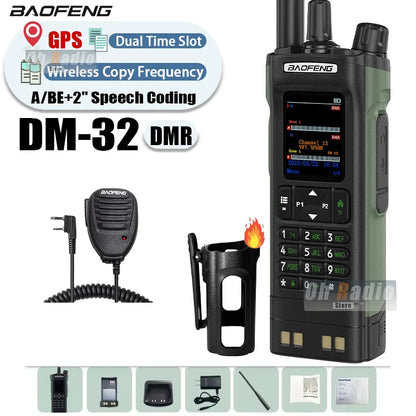 BAOFENG DM-32 Walkie Talkie With Belt Holster DMR Radio Digital GPS APRS AES256 Type-C Vox 4000CH DualMode Analog Dual Time Slot