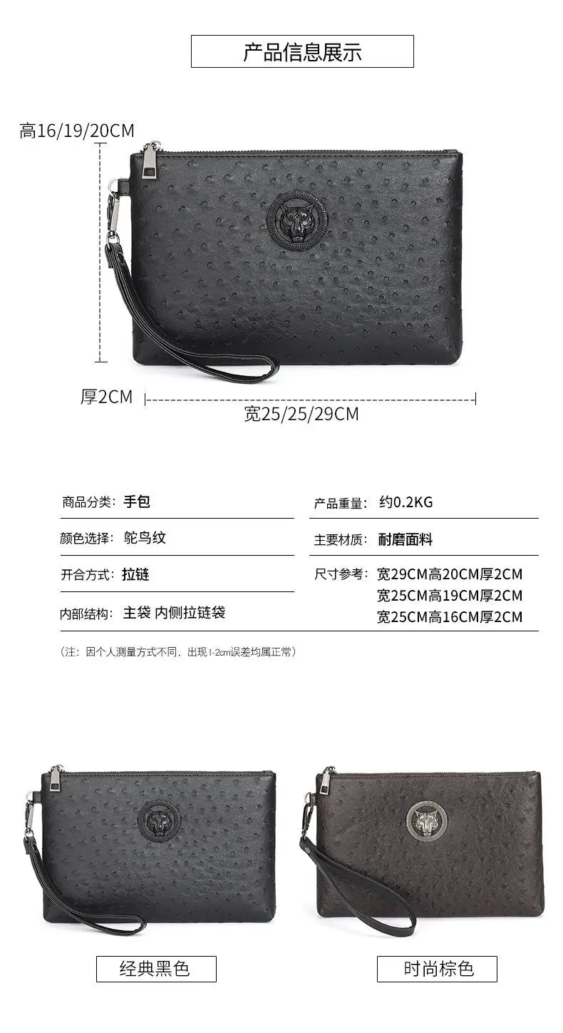 New Business Style Men Clutch Large Wallet Soft PU Leather Male Wristlet Pack Bag Elegant Leisure Stylish HandBags Envelope Bag